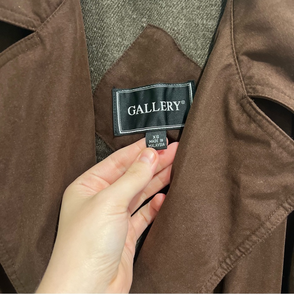 Suede Brown Barn Coat with Waist - Picture 5 of 9